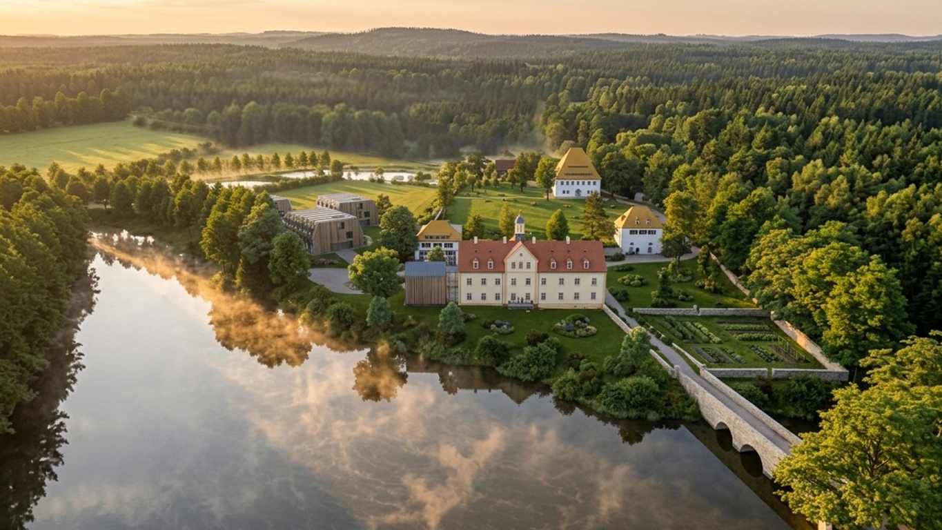 Luftbild Schlossinsel Grillenburg